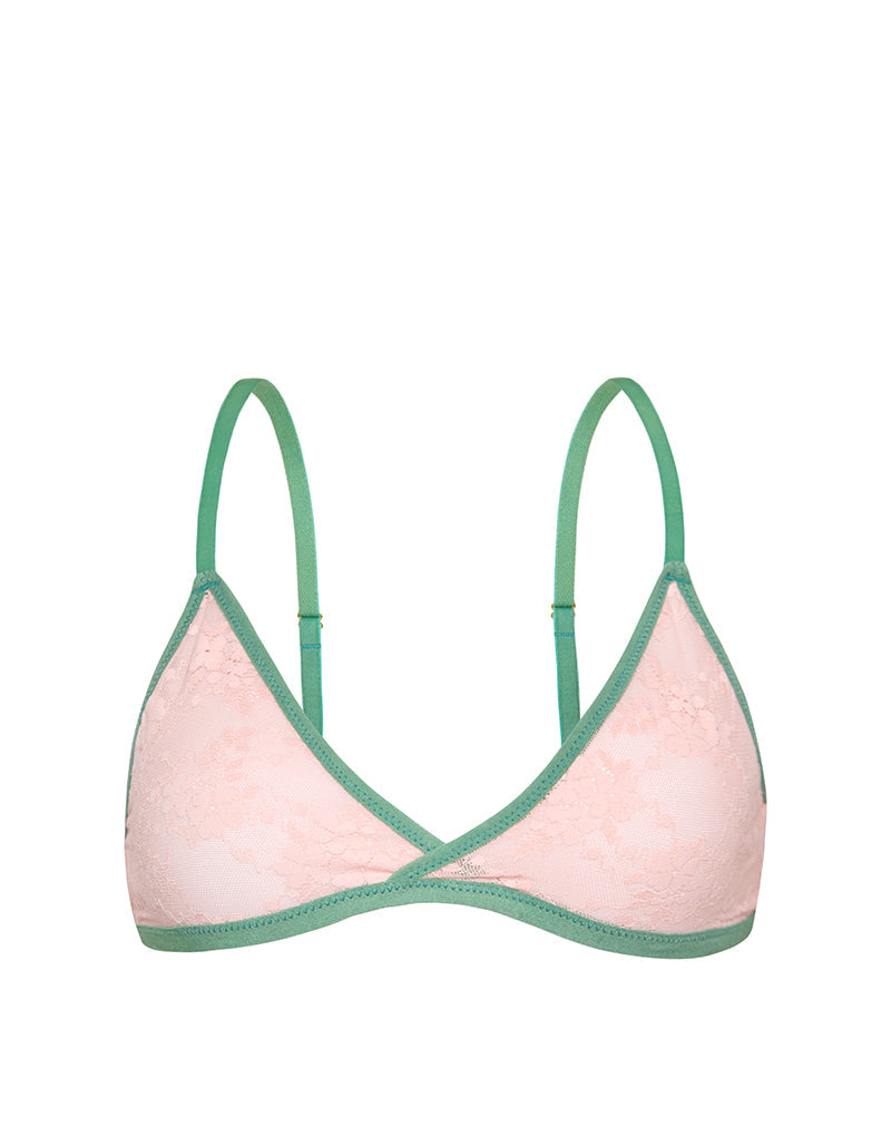 Afbeelding van Lakara bh in roze mesh met groen contrastboord