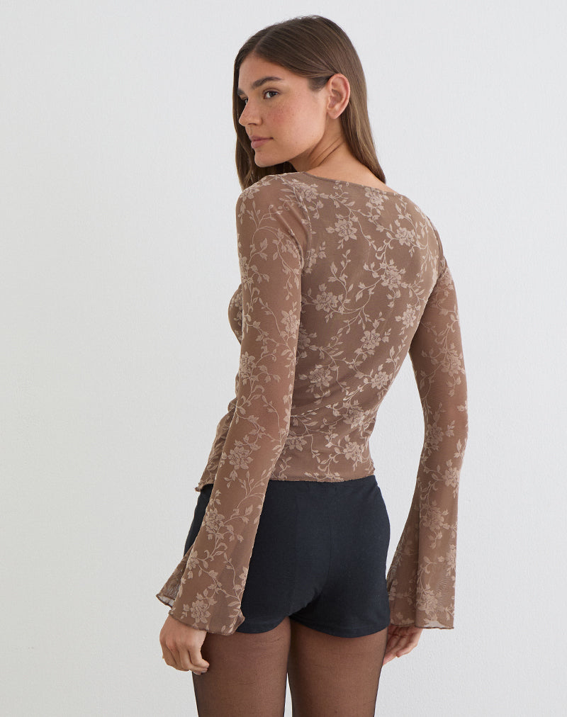 Afbeelding van Lakya Top in Leafy Flock Dark Taupe