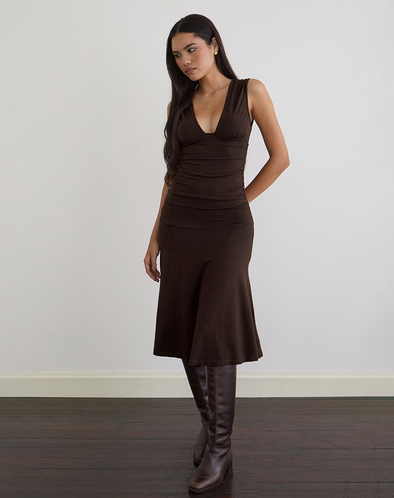 Afbeelding van Laluma Midi Dress in Bittere Chocolade