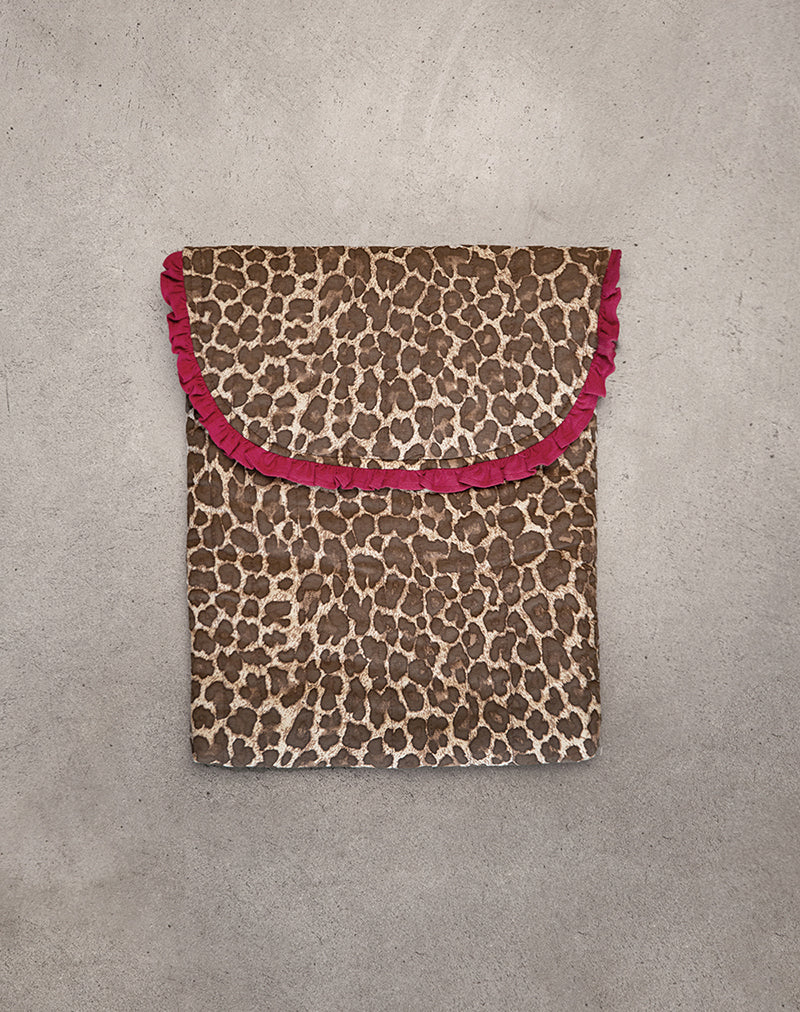 Laptoptas met luipaardprint en rode franje