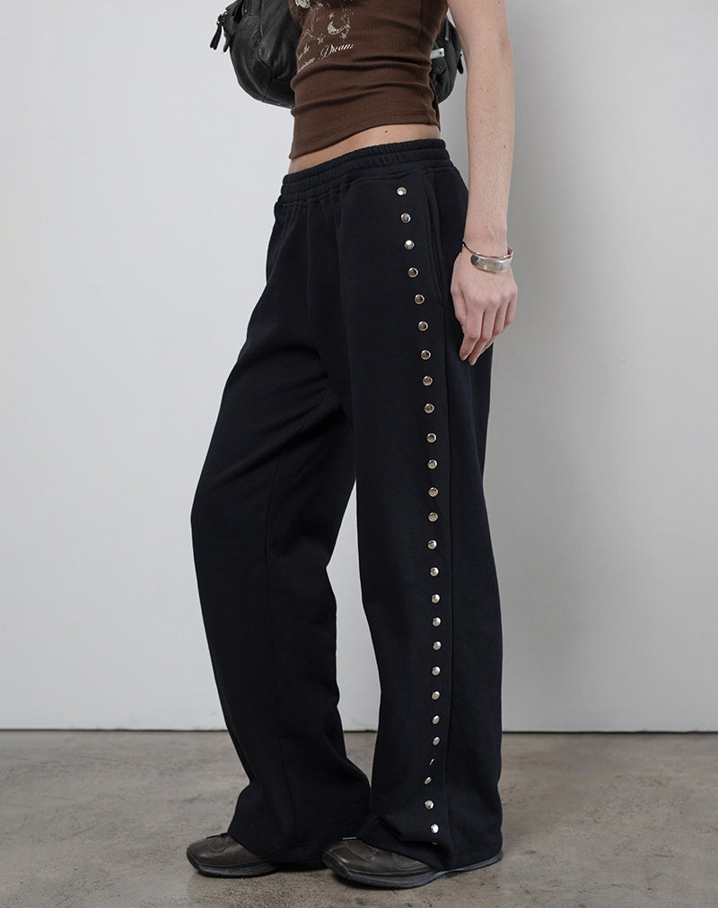 Lark Loose Fit Joggers in zwart met studs