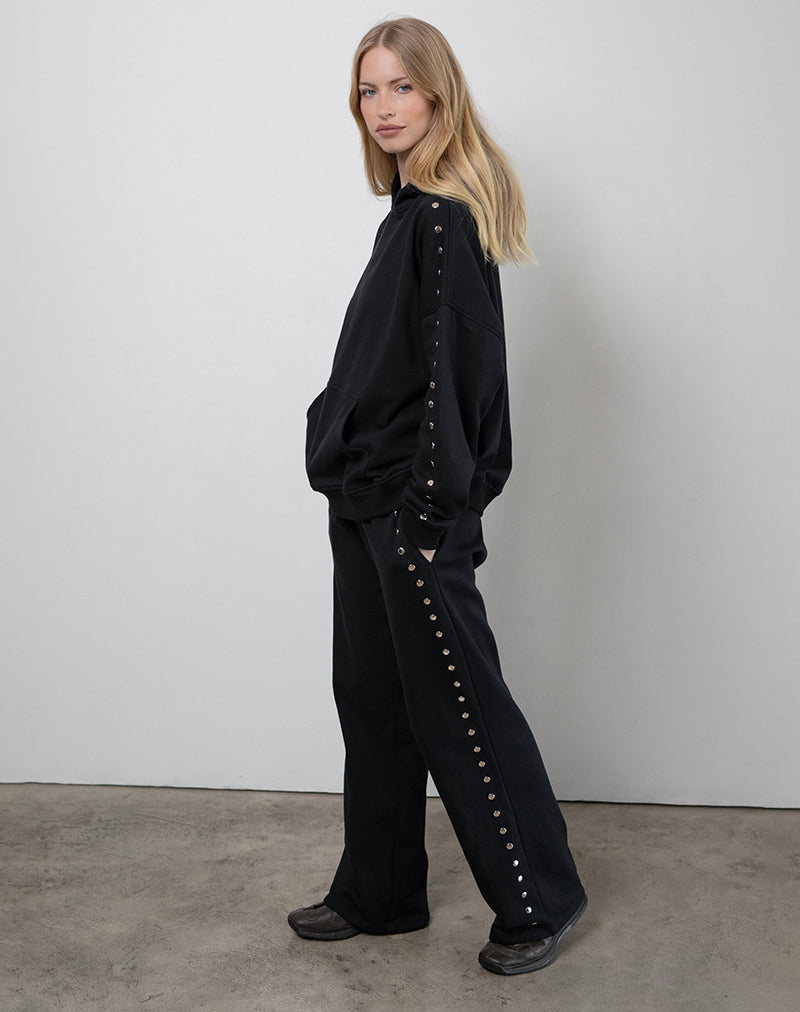 Afbeelding van Lark Loose Fit Joggers in Zwart met Studs