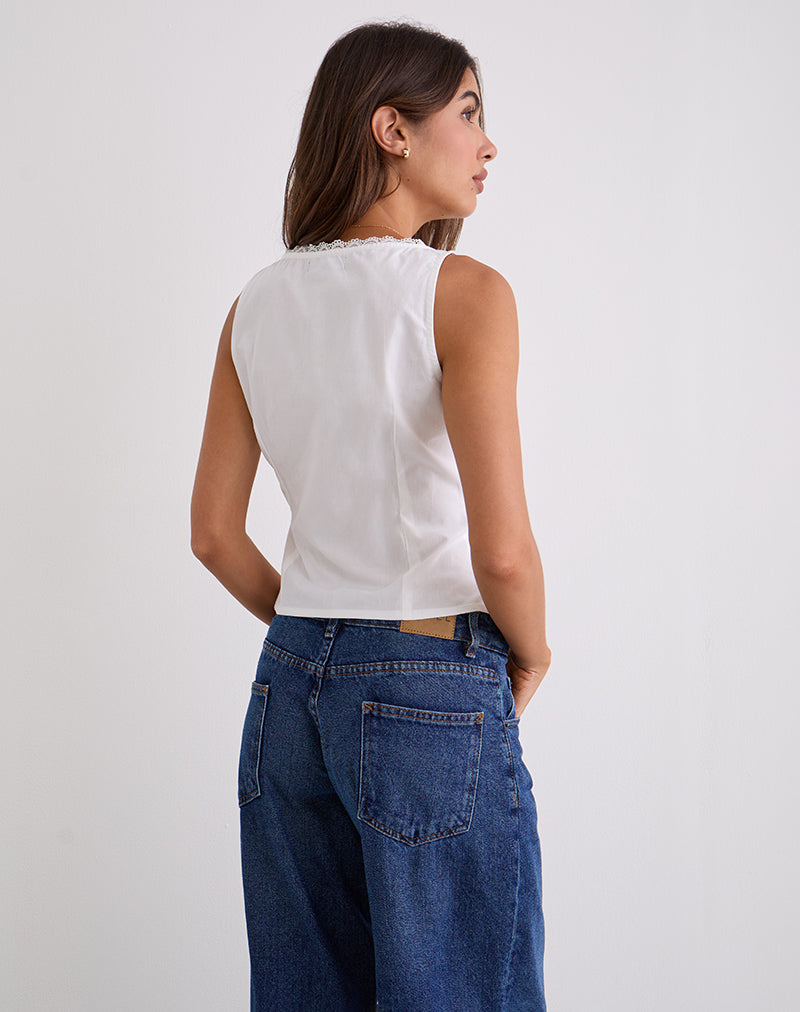 Afbeelding van Lasily Mouwloze Korset Top in Wit