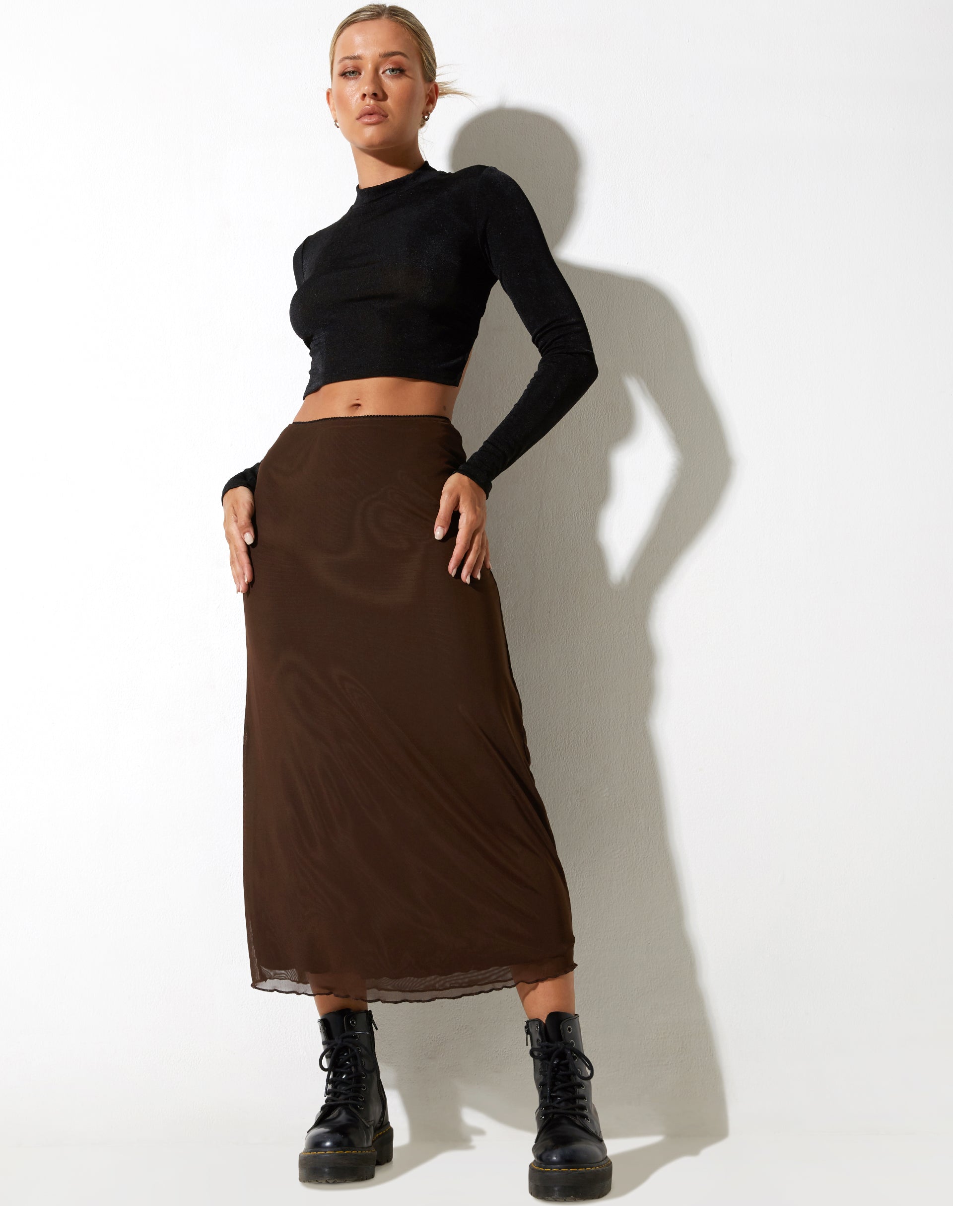 Afbeelding van Lassie Midi rok in Mesh Bruin
