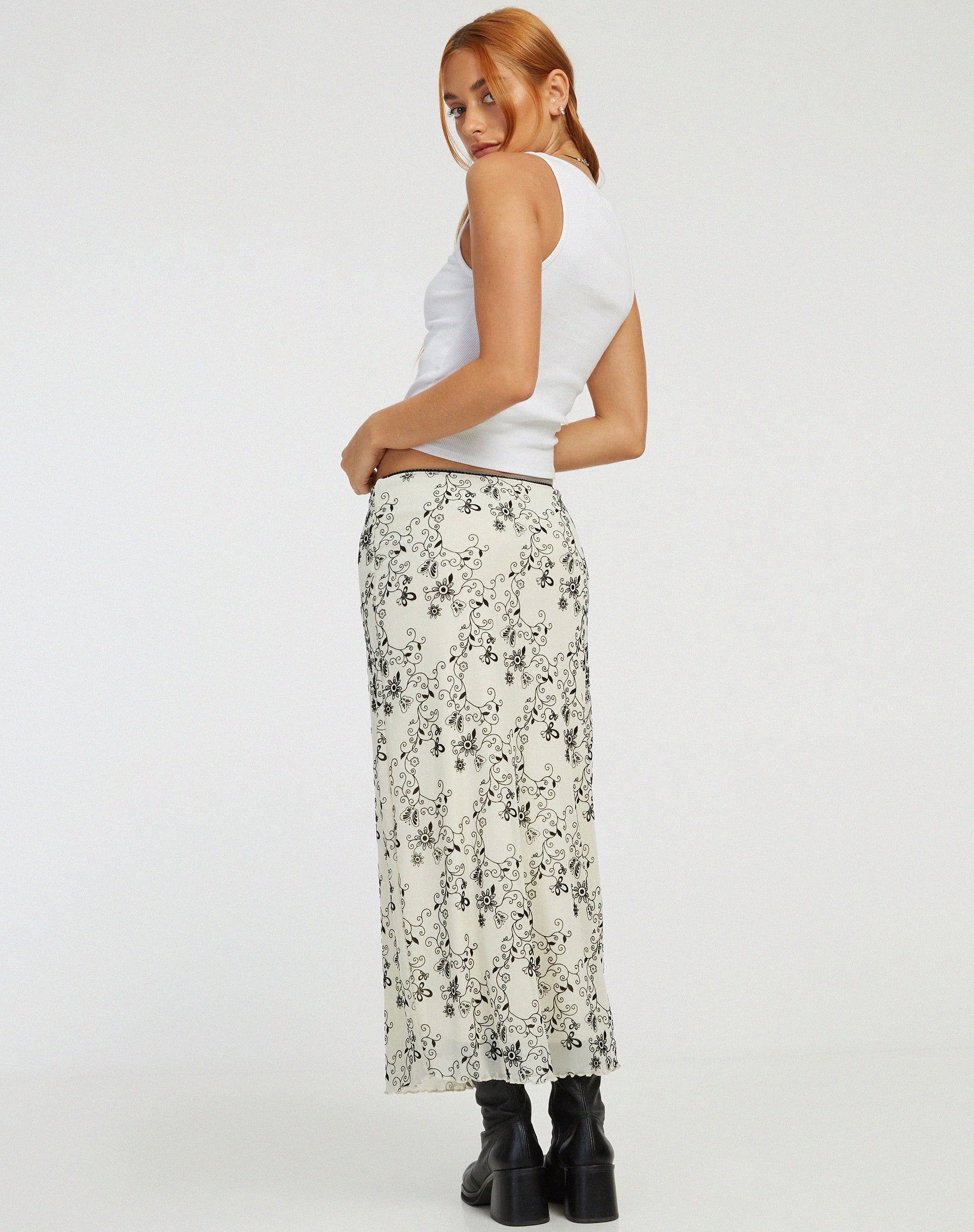 Afbeelding van Lassie Maxi rok in Butterfly Vine Flock Wit