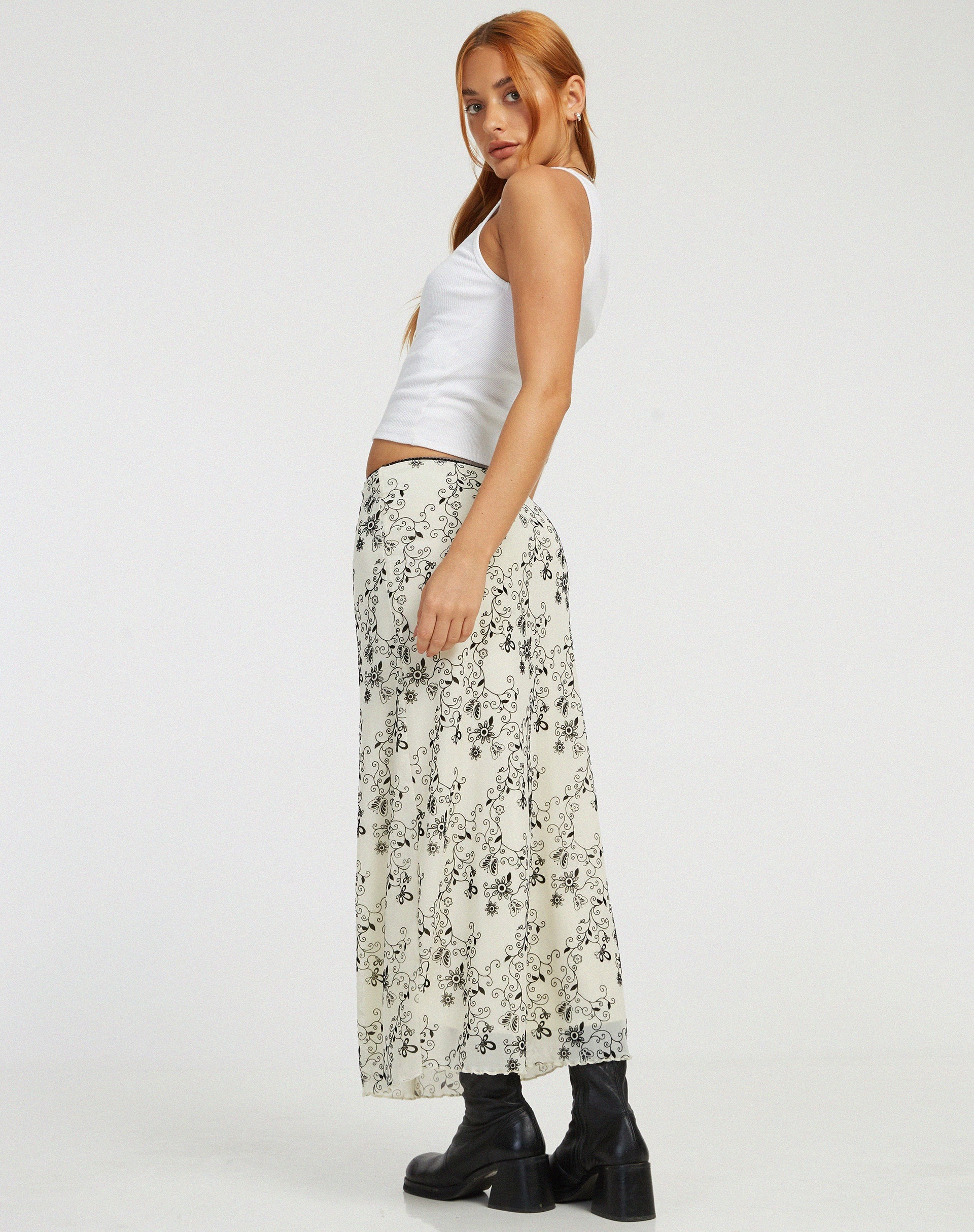 Afbeelding van Lassie Maxi rok in Butterfly Vine Flock Wit