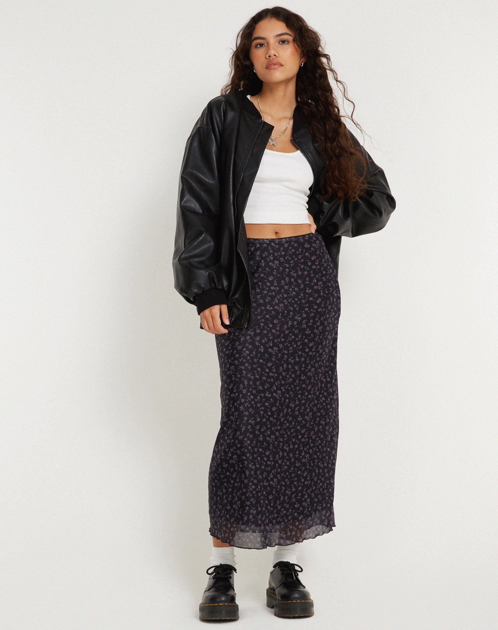 Afbeelding van Lassie Maxi rok in Dark Ditsy Rose Zwart