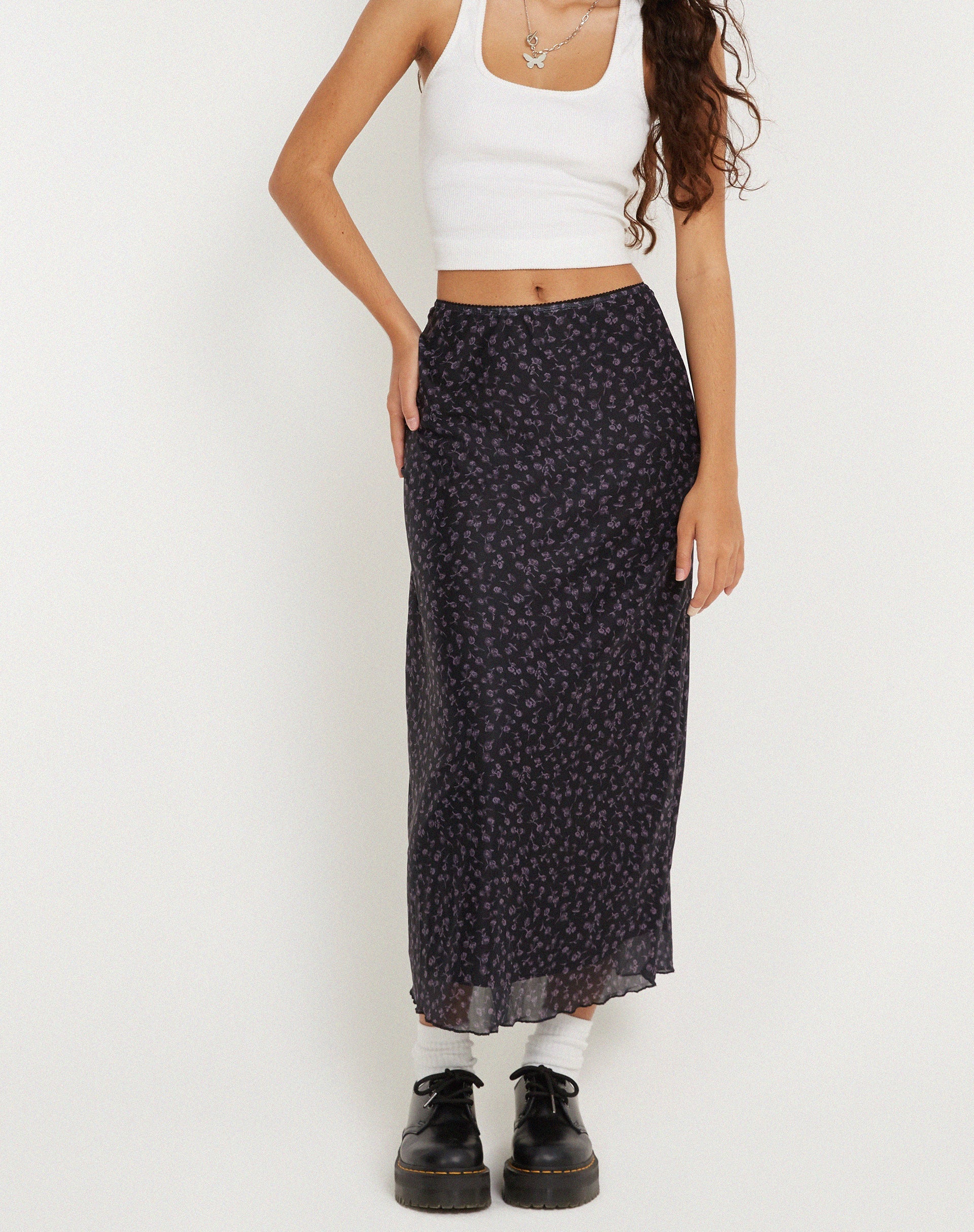 Afbeelding van Lassie Maxi rok in Dark Ditsy Rose Zwart
