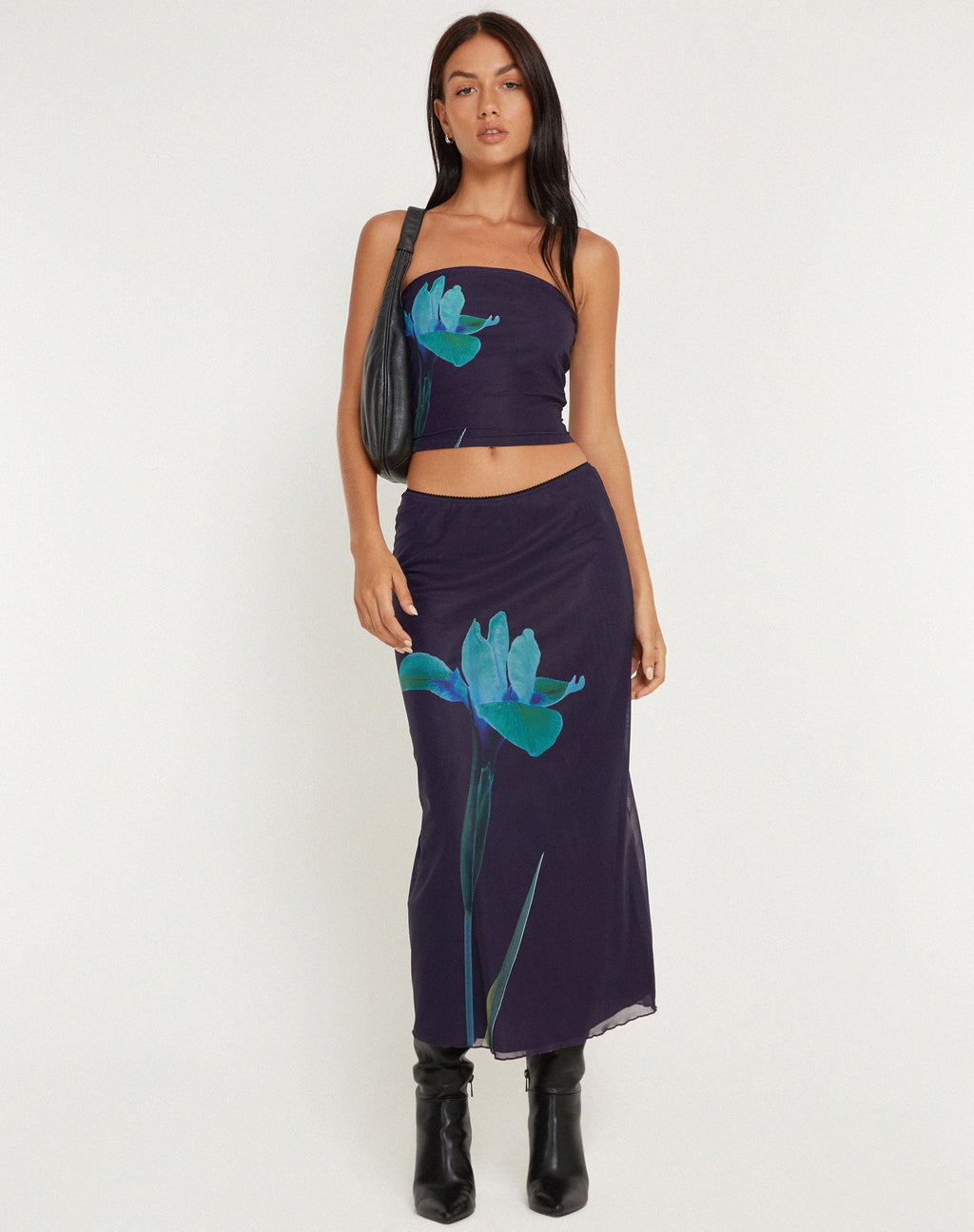 Lassie Midi rok in Navy Placement Bloem