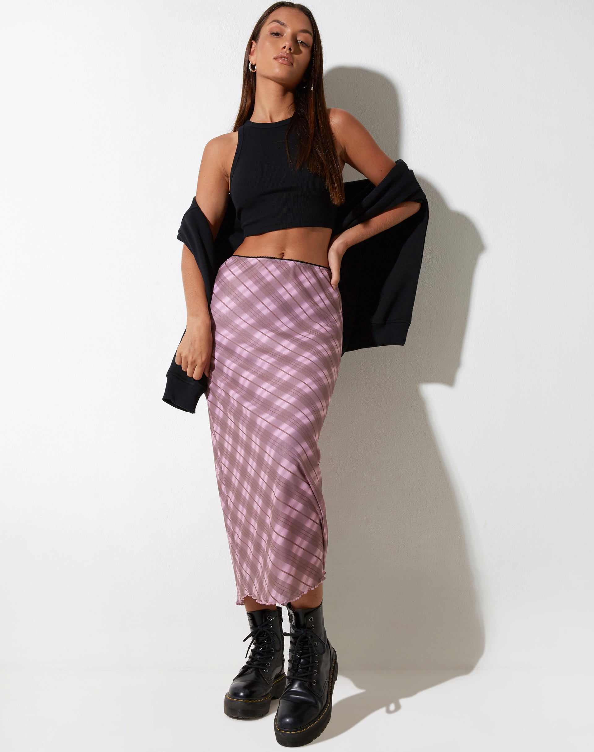 BEELD VAN Lassie Maxi Rok in Roze Vage Ruit