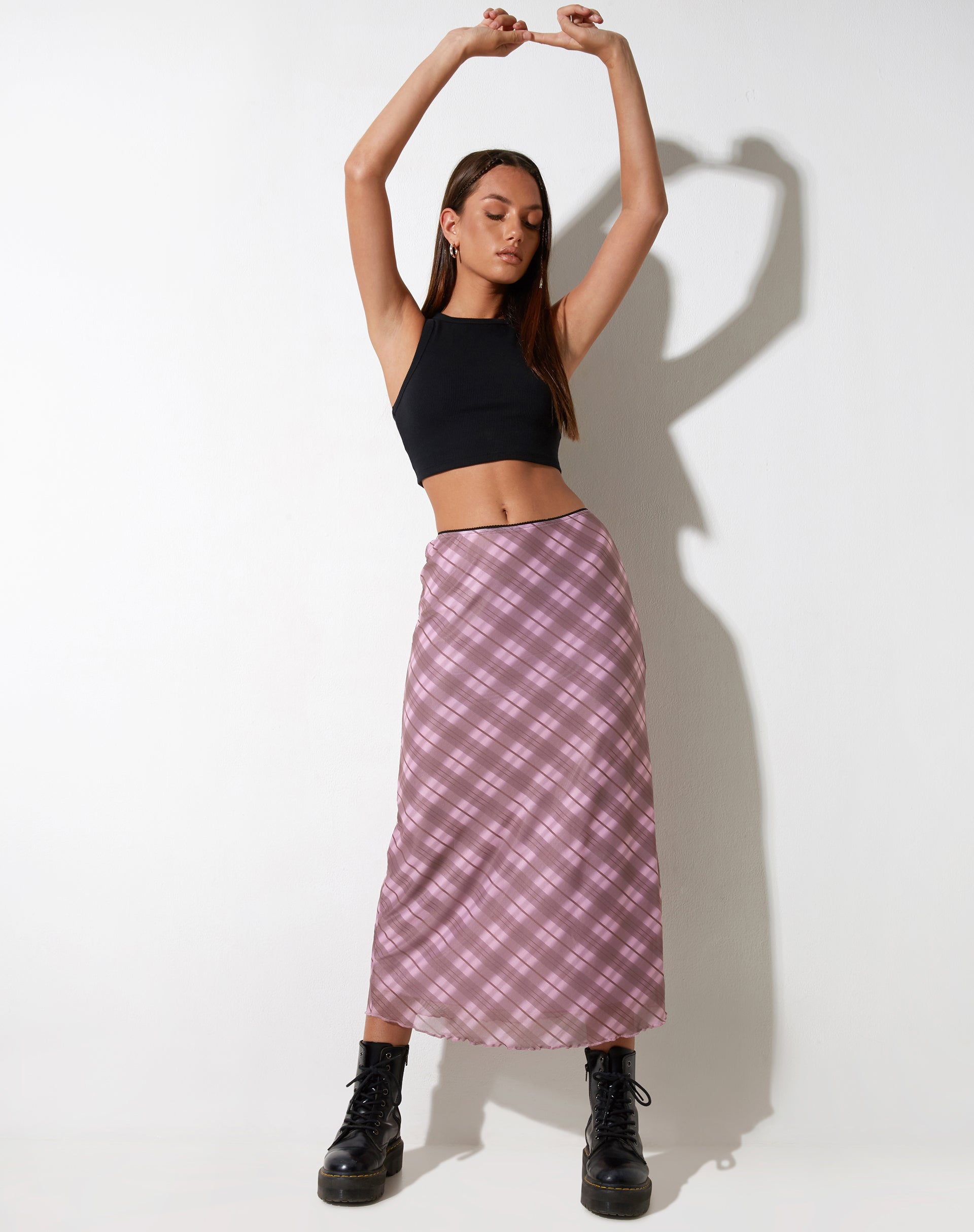 BEELD VAN Lassie Maxi Rok in Roze Vage Ruit