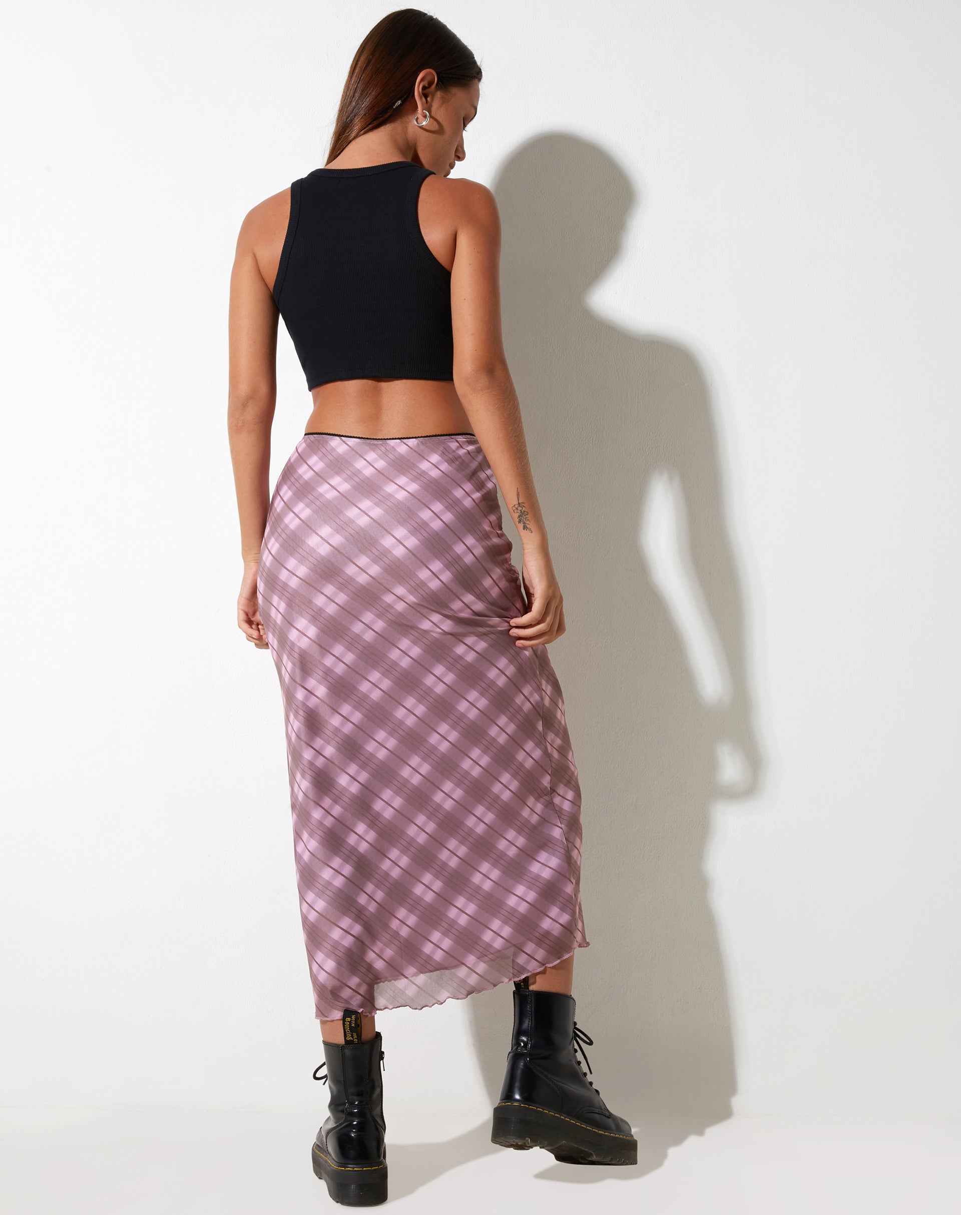 BEELD VAN Lassie Maxi Rok in Roze Vage Ruit
