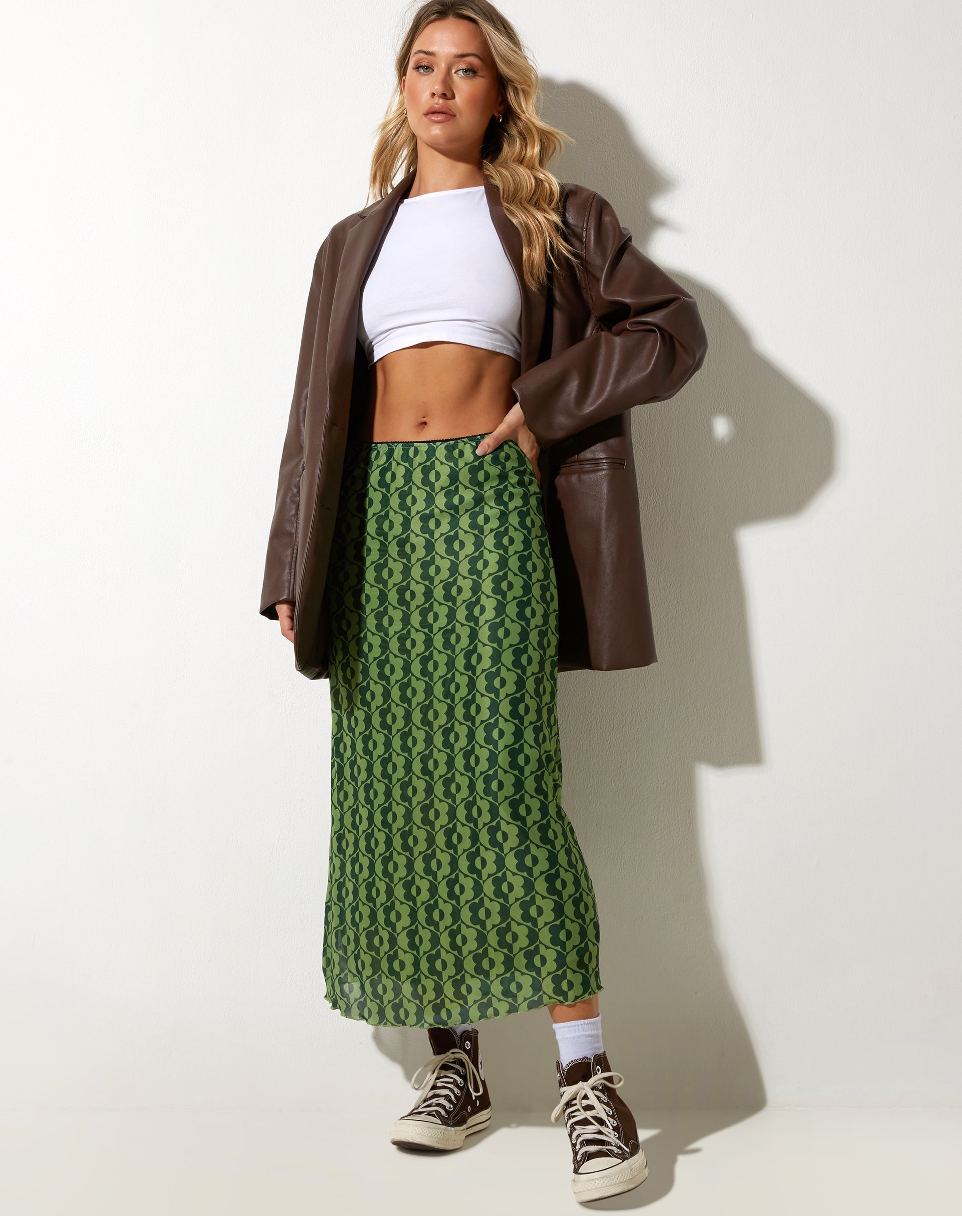 Afbeelding van Lassie Midi rok in golvend Daisy groen