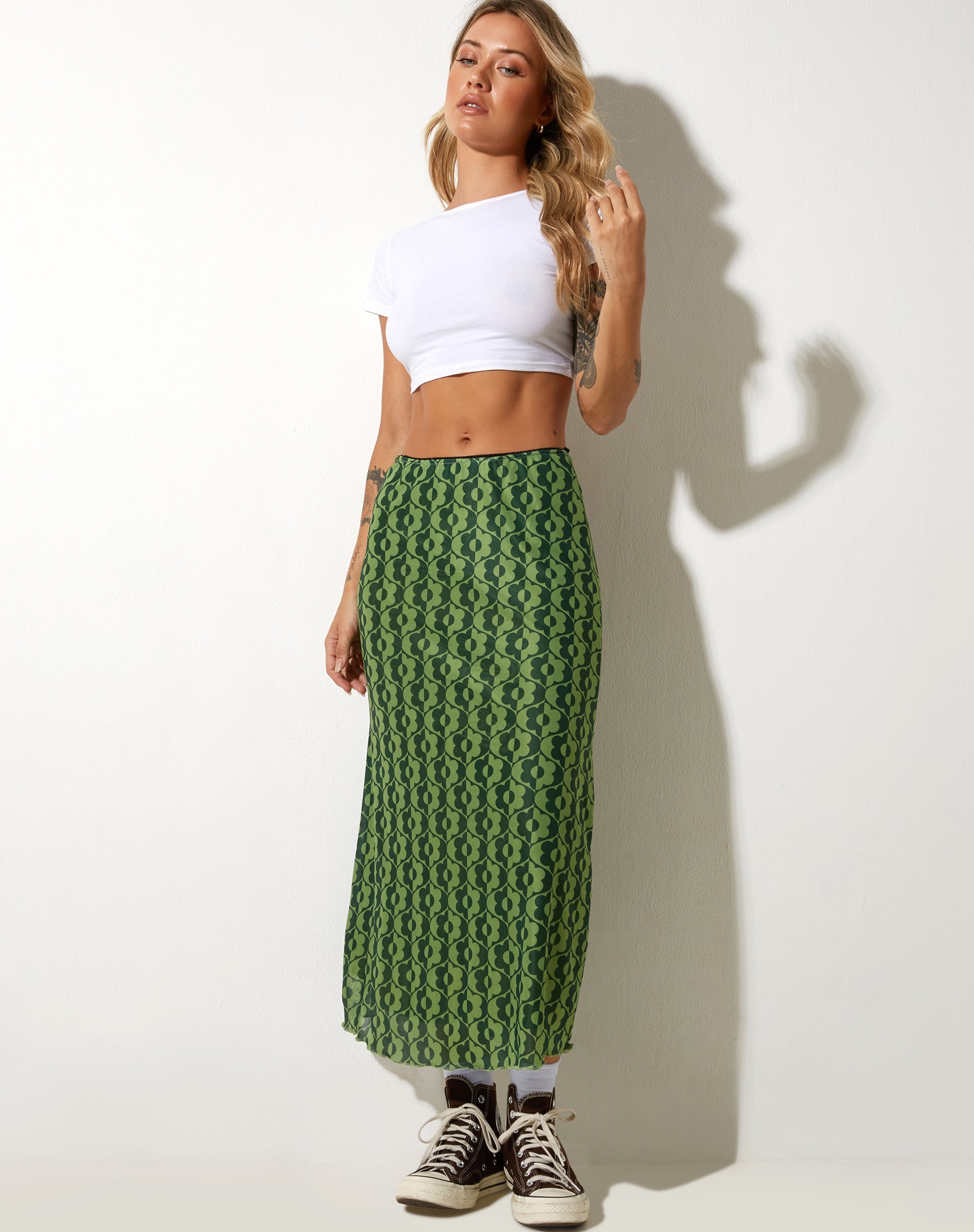 Afbeelding van Lassie Midi rok in golvend Daisy groen