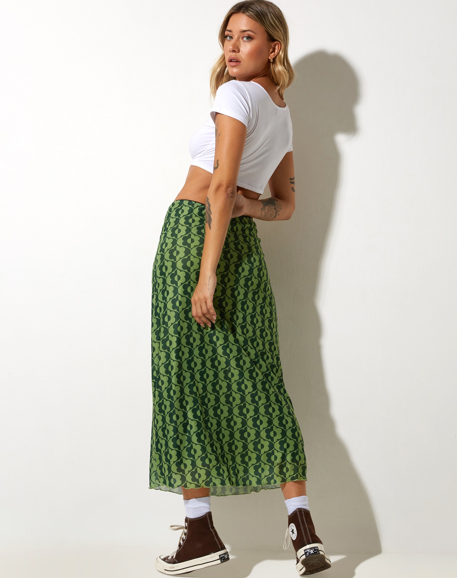Afbeelding van Lassie Midi rok in golvend Daisy groen