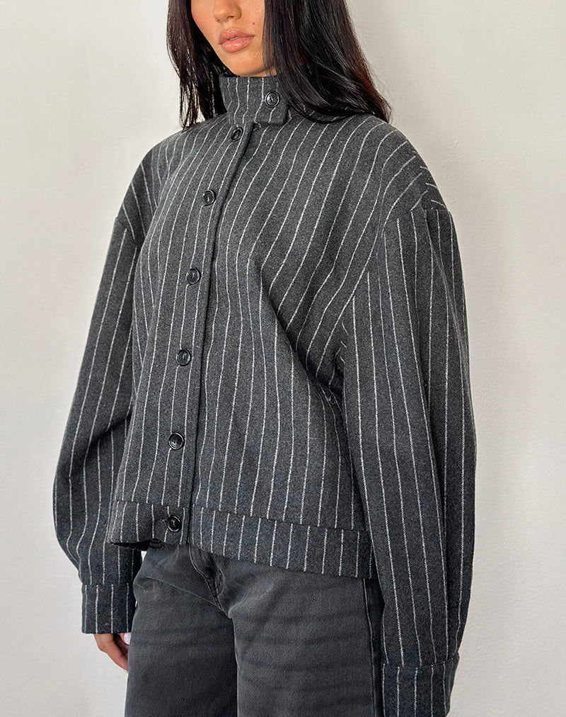Afbeelding van Lastika Jas in Charcoal Pinstripe