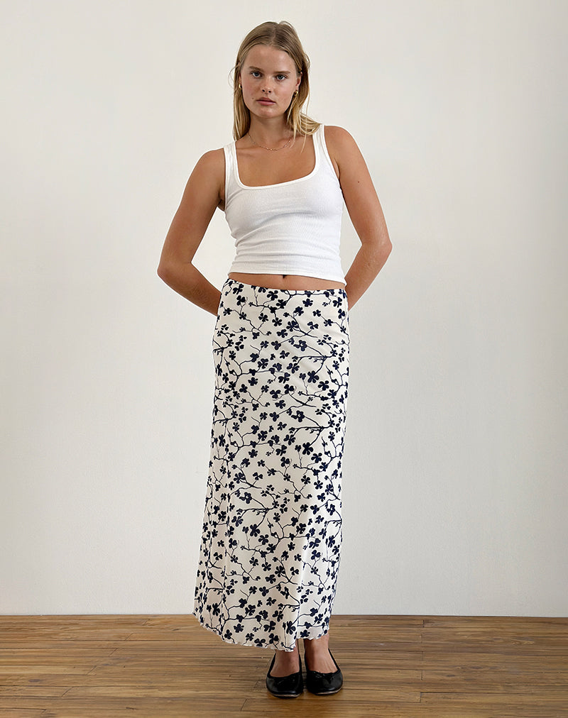 Latika rok in Grunge Floral Flock Cream