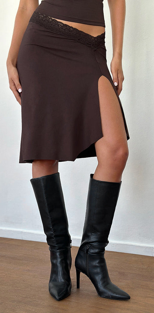 Afbeelding van Laudine Midi rok in Bittere Chocolade