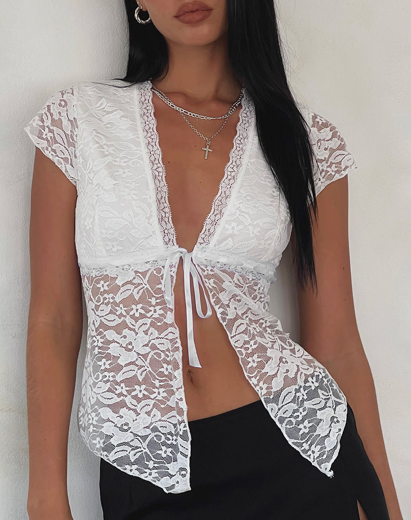Afbeelding van Lavanya Vlinder Top in Kant Wit
