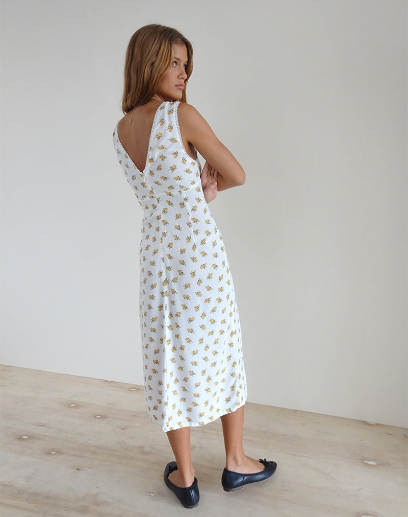 Afbeelding van Lavisha Midi Dress in Funshine Floral Off White
