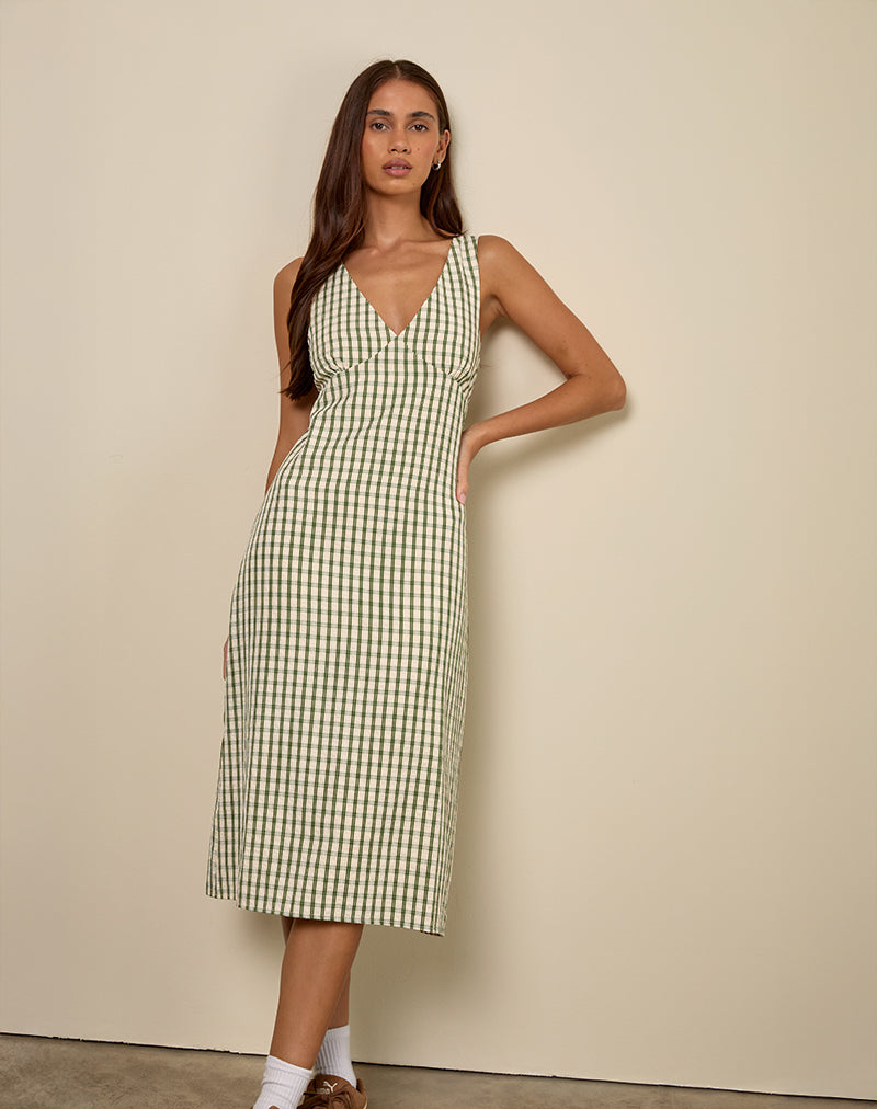 Lavisha Midi Dress in Groen Ruitje