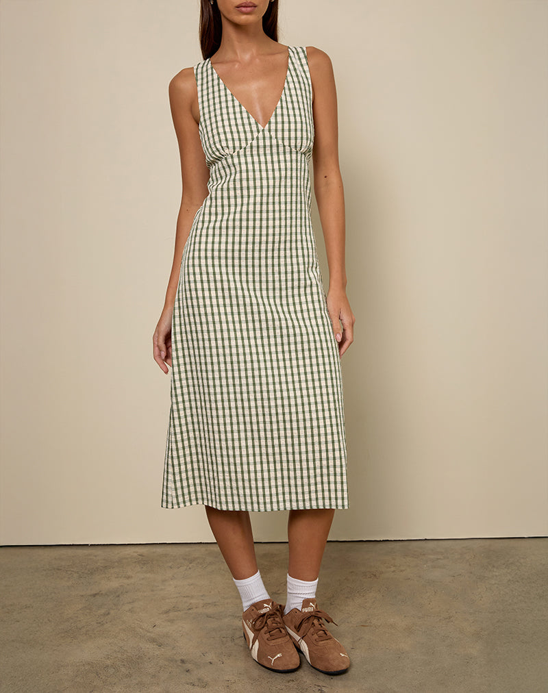 Lavisha Midi Dress in Groen Ruitje