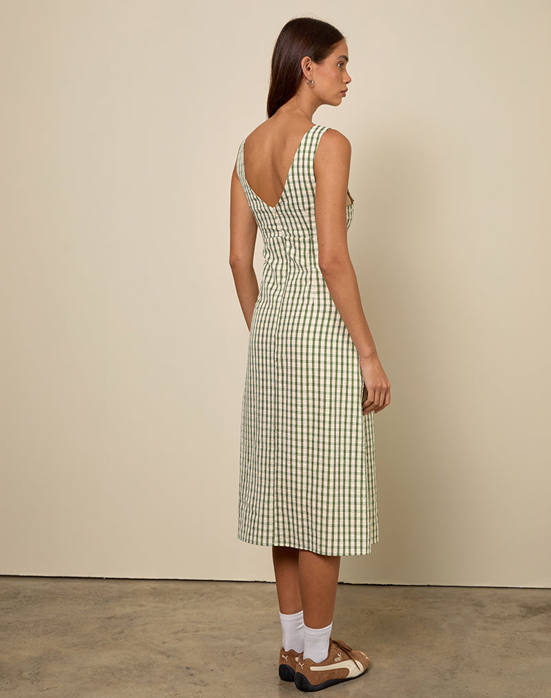 Afbeelding van Lavisha Midi Dress in Groen Ruitje