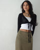 Afbeelding van Nocta Long Sleeve Crop Top in Weave Knit Zwart