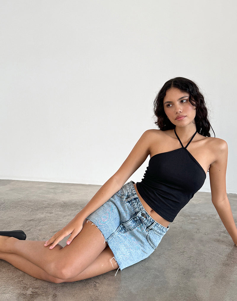 Afbeelding van Layti Hlaterneck Basic Top in Zwart