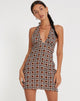 Afbeelding van Leana Mini Dress in 90s Geo Brown