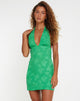 Afbeelding van Leana Mini Dress in Satin Rose Jade Green