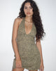 Afbeelding van Leana Mini Halterneck Jurk in Tan Croc Print