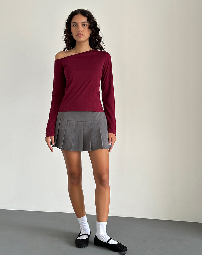 Afbeelding van Ledez Asymmetrische Slouchy Top in Bourgondië Tissue