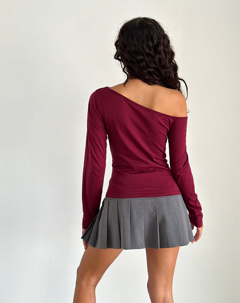 Afbeelding van Ledez Asymmetrische Slouchy Top in Bourgondië Tissue