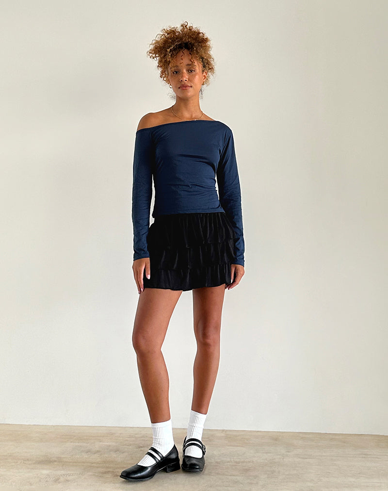 Afbeelding van Ledez Asym Slouchy Top in Navy Tissue
