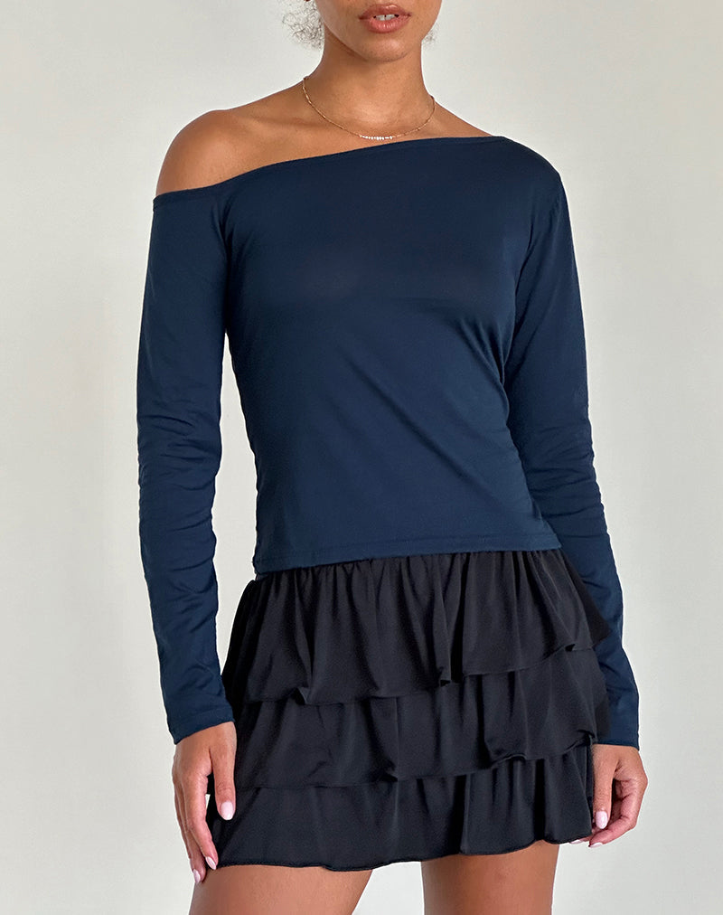 Afbeelding van Ledez Asym Slouchy Top in Navy Tissue