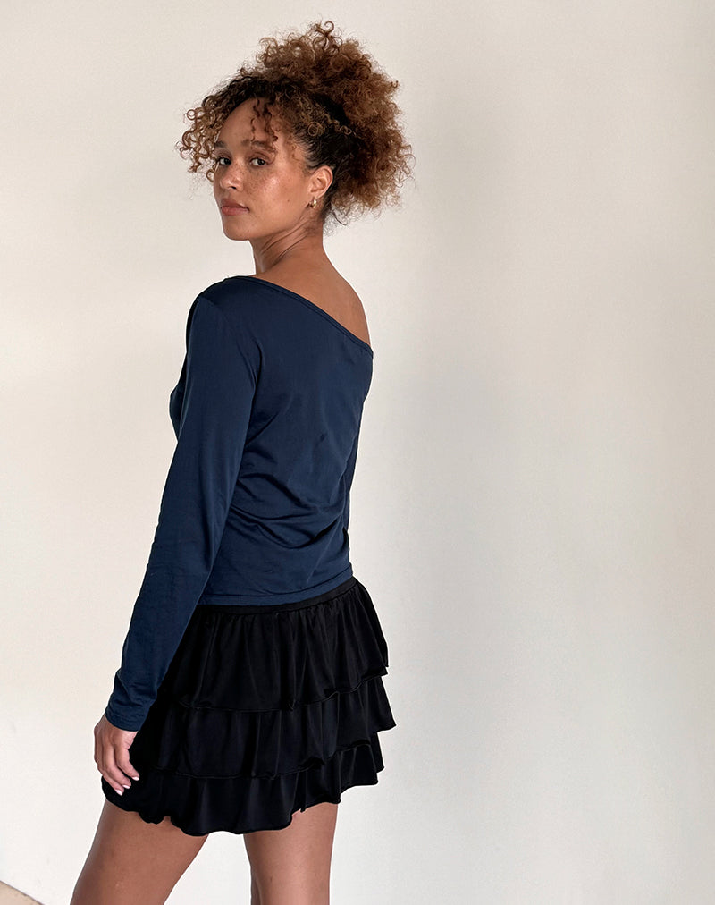 Afbeelding van Ledez Asym Slouchy Top in Navy Tissue