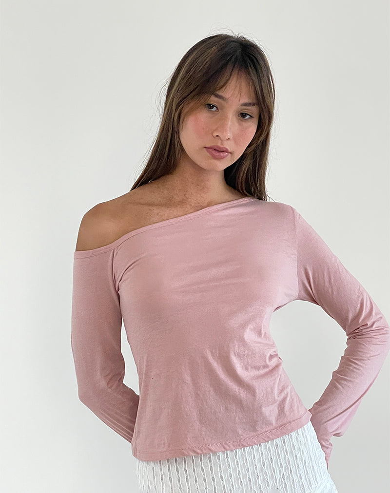 Afbeelding van Ledez Asymmetrical Slouchy Top in Pink Lady Tissue