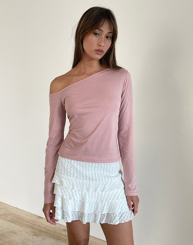 Afbeelding van Ledez Asymmetrical Slouchy Top in Pink Lady Tissue