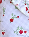 Rood gebloemd beige geruit met ruches