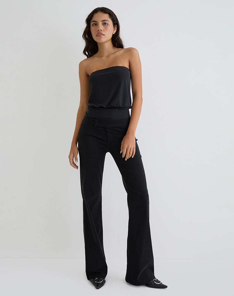 Leocadia Bandeau Top in Cupro Zwart