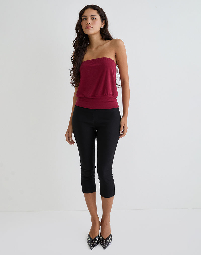 Leocadia Bandeau Top in Cupro Donkerrood