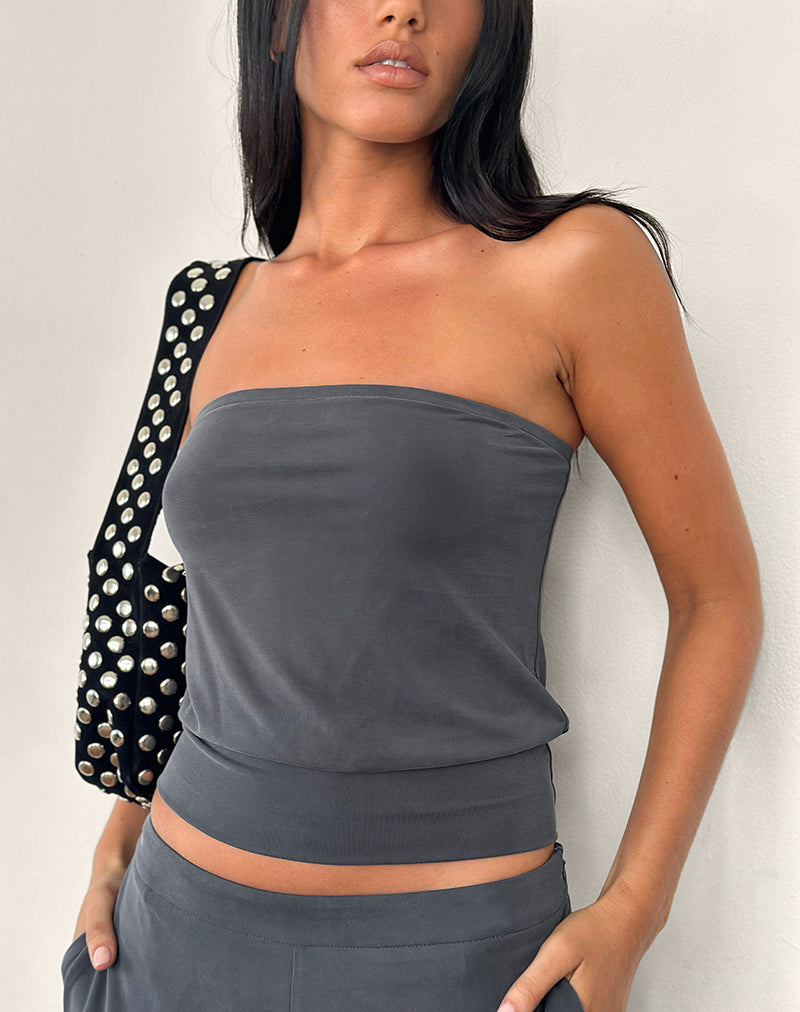 Leocadia Bandeau Top in Donkergrijs