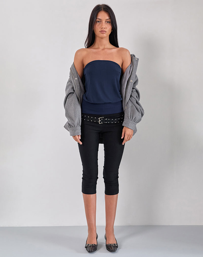 Leocadia Lange Bandeau Top In Cupro Marine