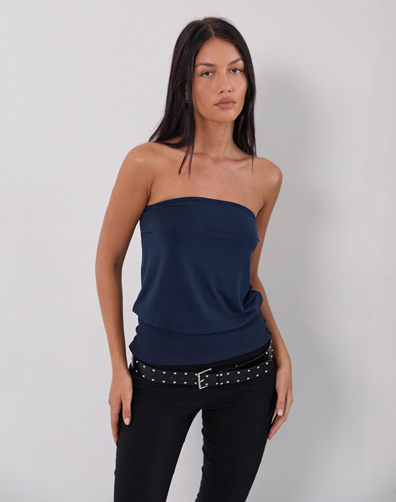 Afbeelding van Leocadia Lange Bandeau Top In Cupro Navy