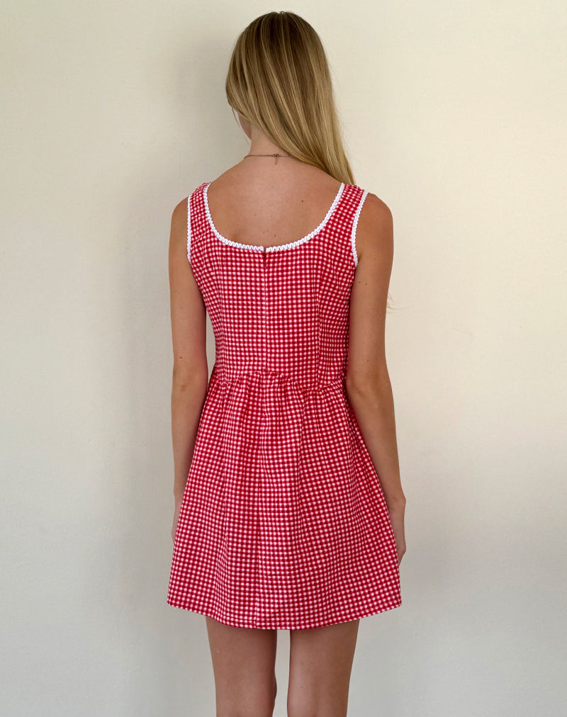 Afbeelding van Leshi Mini jurk in rood geruit