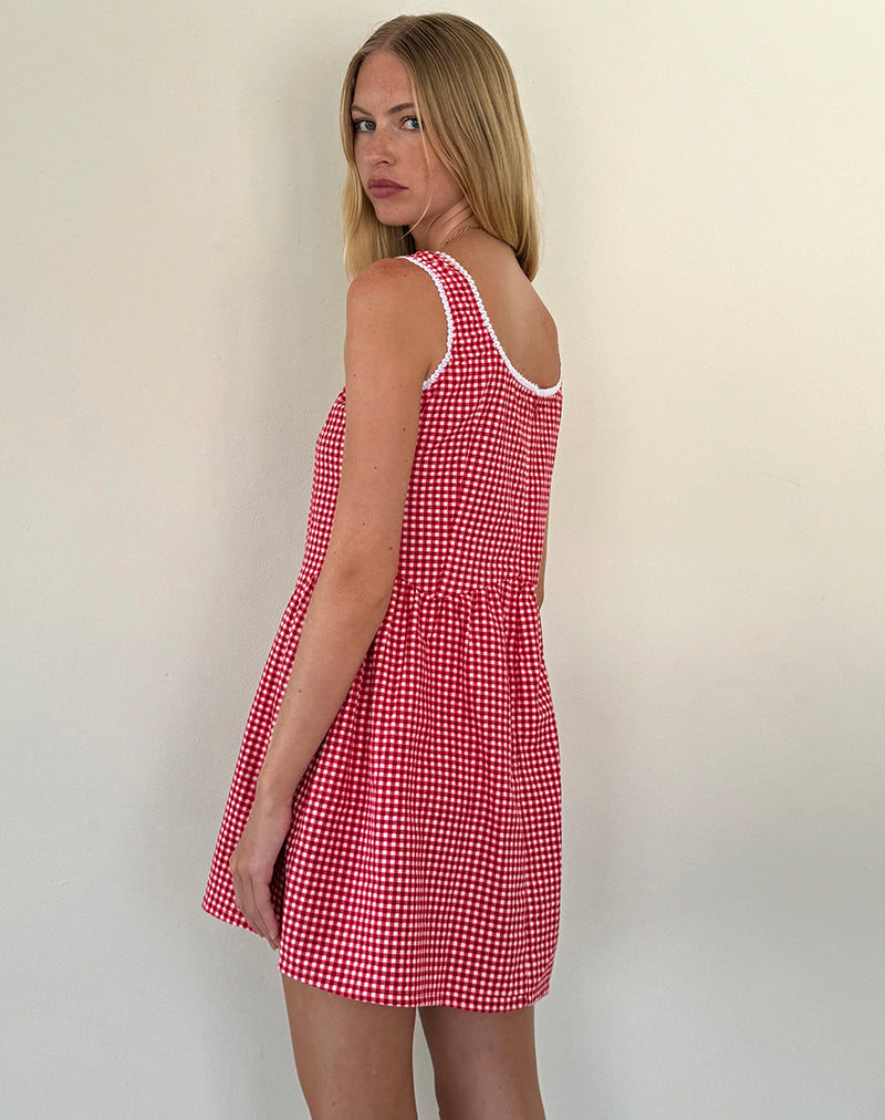 Afbeelding van Leshi Mini jurk in rood geruit