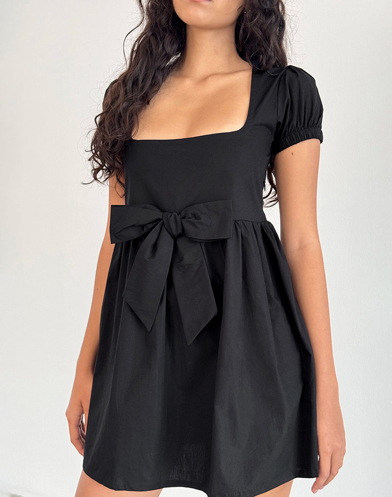 Leshiana Mini Dress in Popeline Zwart