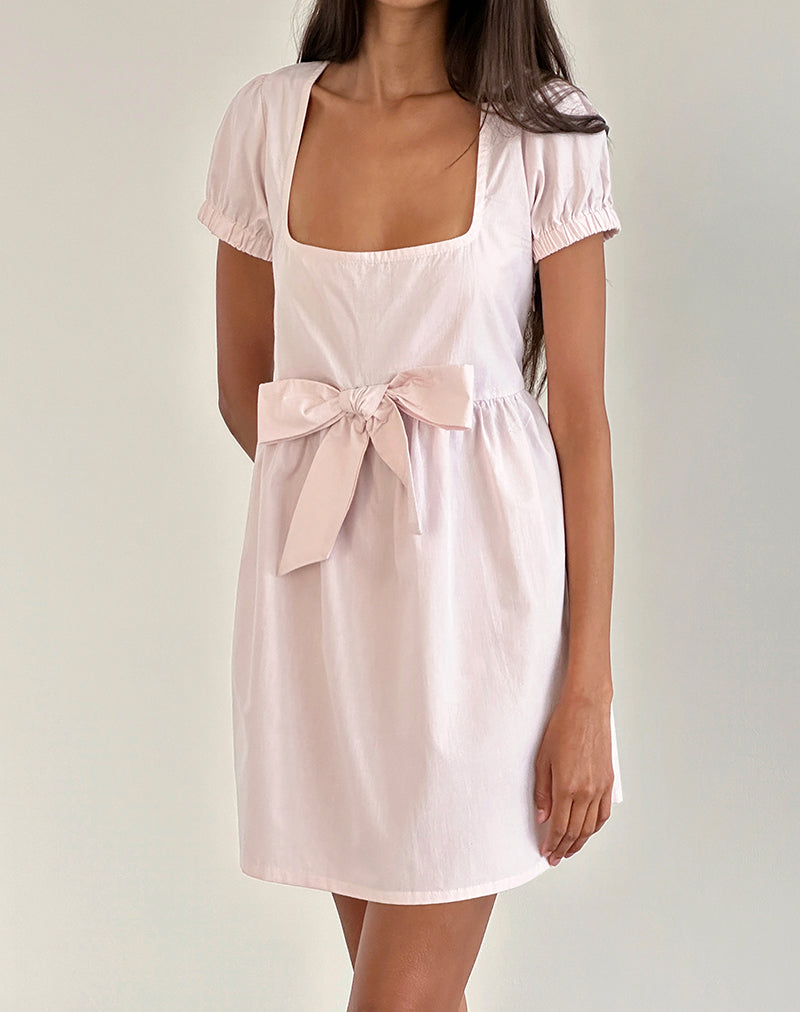 Leshiana Mini Jurk in Popeline Licht Roze