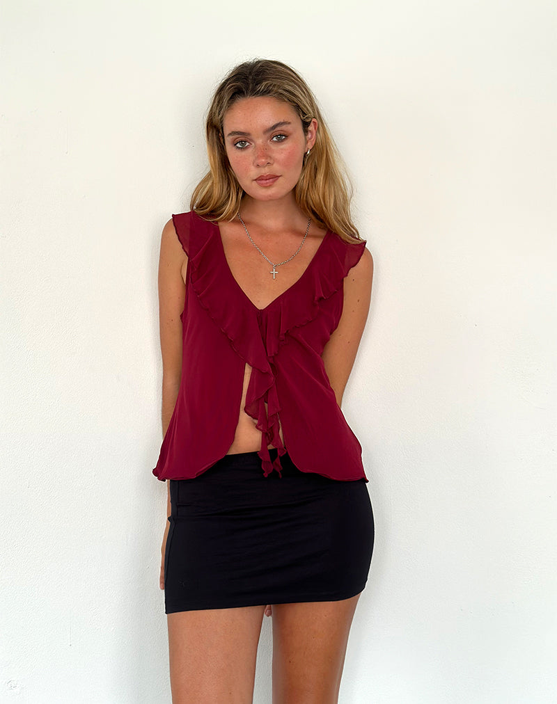 Leviosa Vlinder Top in Diep Bourgondië
